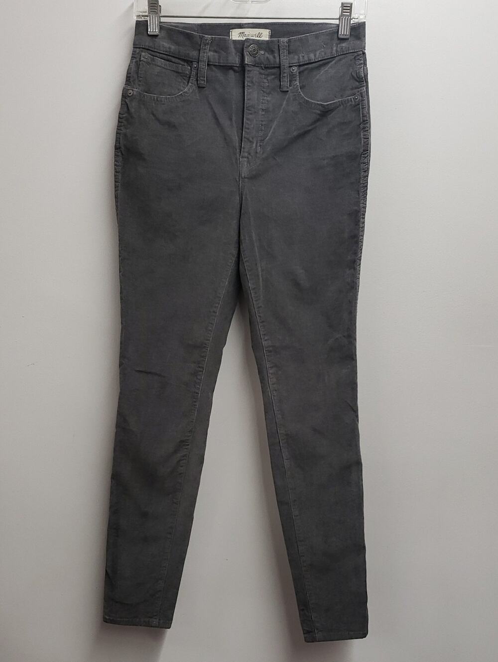 Madewell 10" High-Rise Skinny Jeans Smoked Graphite Gray Corduroy Pants Size 27